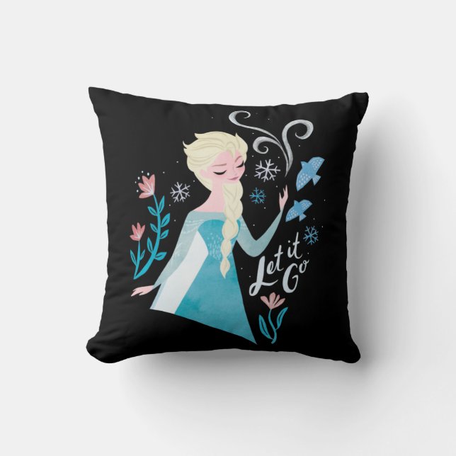Frozen 2 | Elsa "Let It Go" Watercolor Throw Pillow (Front)