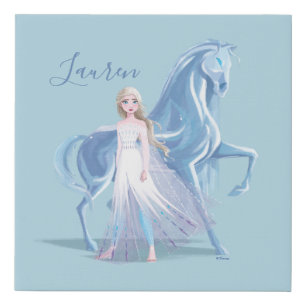 Frozen 2 Elsa & the Frosted Nokk Faux Canvas Print