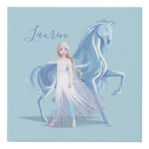 Frozen 2   Elsa & the Frosted Nokk Faux Canvas Print