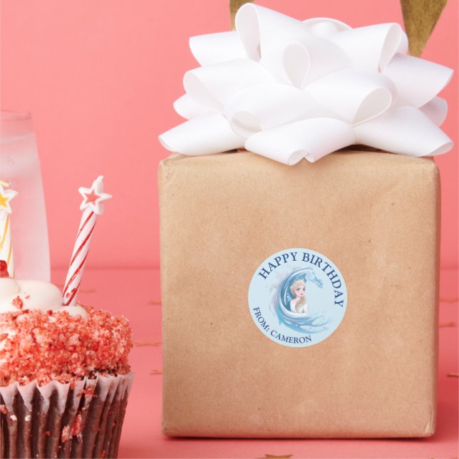 Frozen 2: Elsa & The Nokk | Happy Birthday Classic Round Sticker (Party)