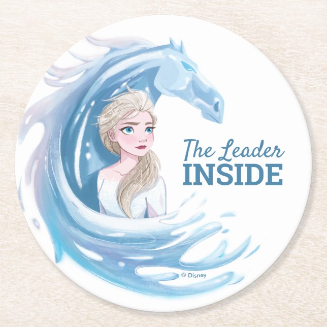 Frozen 2: Elsa & The Nokk Portrait Round Paper Coaster (Front)