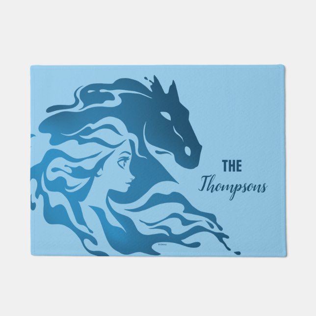 Frozen 2: Elsa & The Nokk Watercolor Silhouette Doormat (Front)