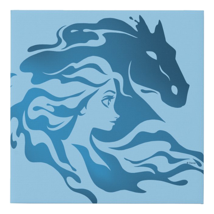 Frozen 2 Elsa The Nokk Watercolor Silhouette Faux Canvas Print Zazzle Com