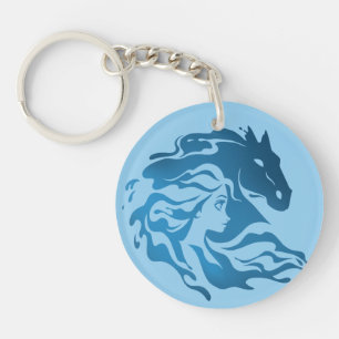 Frozen 2: Elsa & The Nokk Watercolor Silhouette Keychain