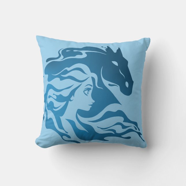 Frozen 2: Elsa & The Nokk Watercolor Silhouette Throw Pillow (Front)