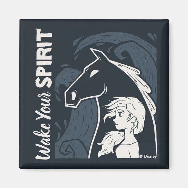 Frozen 2: Elsa & The Nokk Woodcut Graphic Magnet (Front)