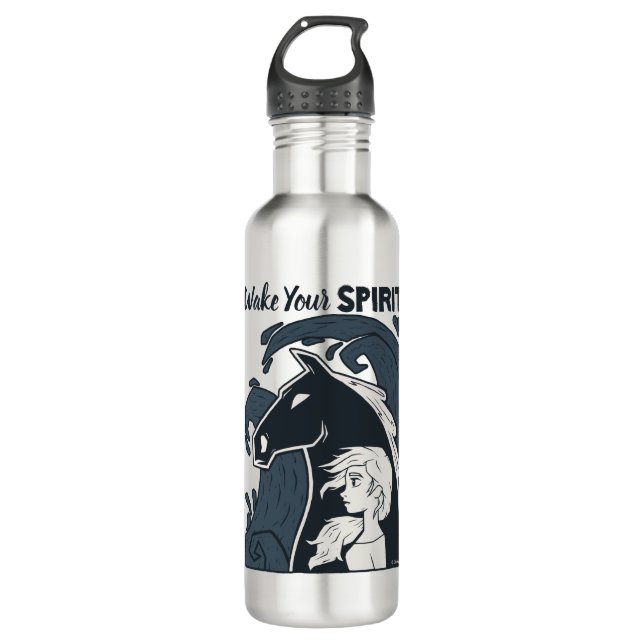 Frozen 2: Elsa & The Nokk Woodcut Graphic Stainless Steel Water Bottle (Front)