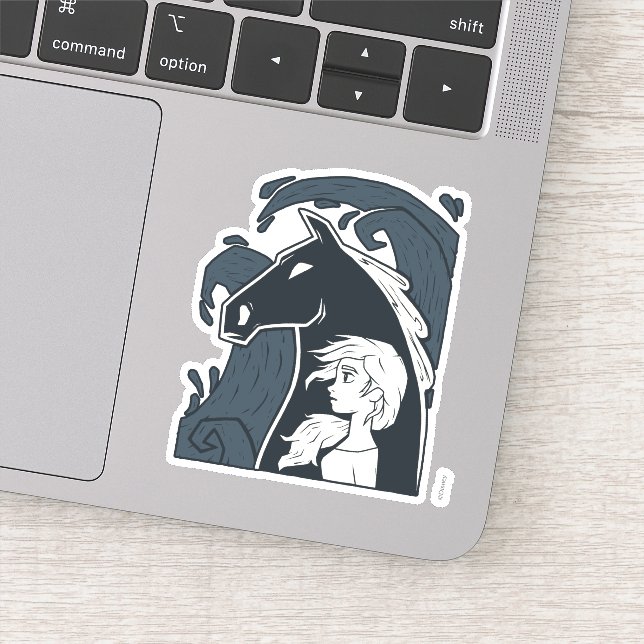 Frozen 2: Elsa & The Nokk Woodcut Graphic Sticker (Detail)
