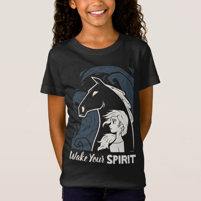 Frozen 2: Elsa & The Nokk Woodcut Graphic T-Shirt (Front)