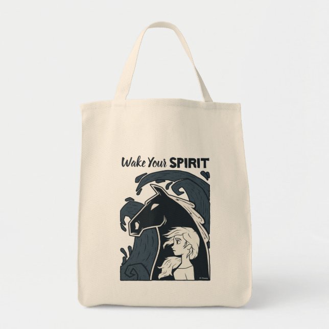 Frozen 2: Elsa & The Nokk Woodcut Graphic Tote Bag (Front)