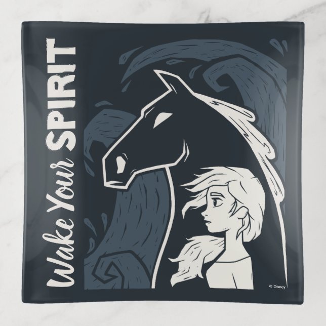 Frozen 2: Elsa & The Nokk Woodcut Graphic Trinket Tray (Front)