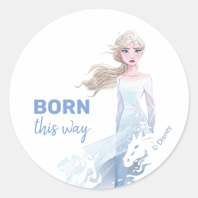 Frozen 2: Elsa Watercolor Illustration Classic Round Sticker (Front)