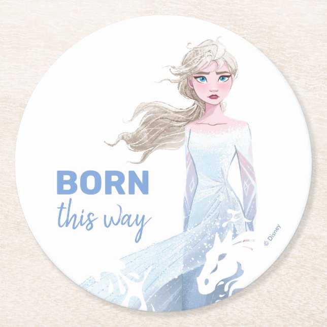 Frozen 2: Elsa Watercolor Illustration Round Paper Coaster (Front)