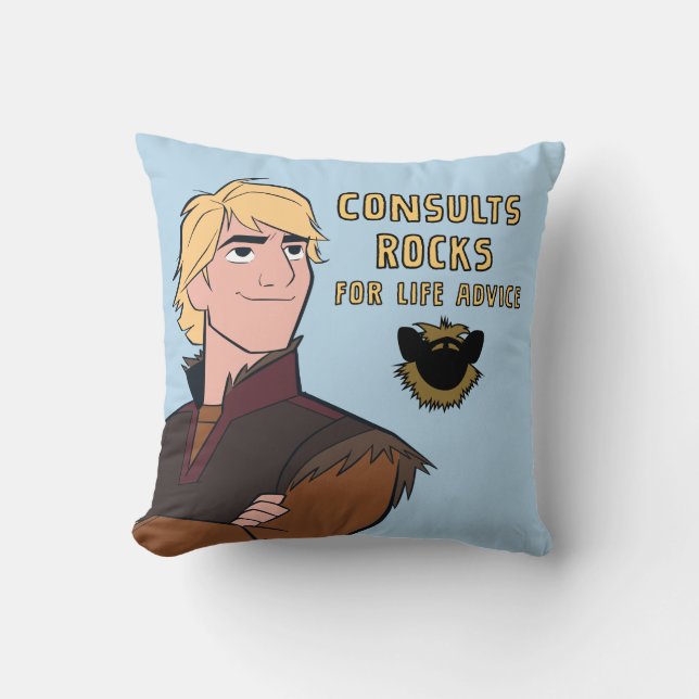 Frozen 2 | Kristoff "Consults Rocks" Throw Pillow (Front)