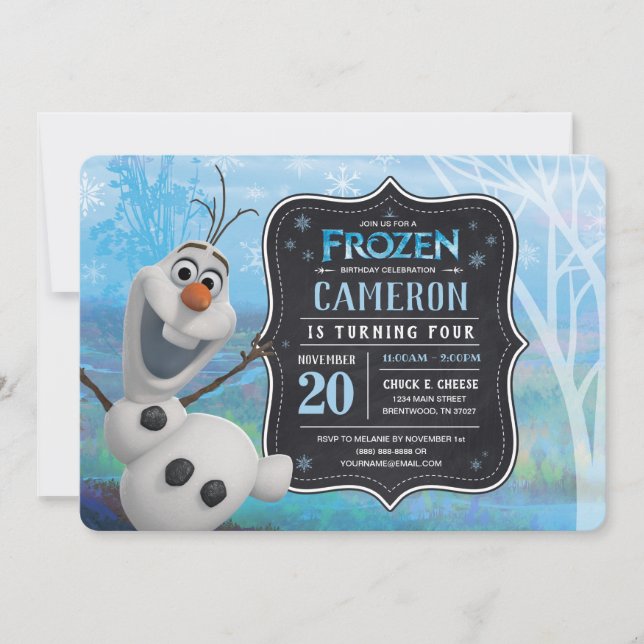 Frozen 2 - Olaf Birthday Party Invitation (Front)
