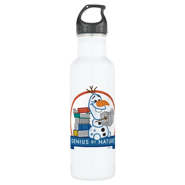 Frozen 2 | Olaf - Genius by Nature Badge Stainless Steel Water Bottle (Front)