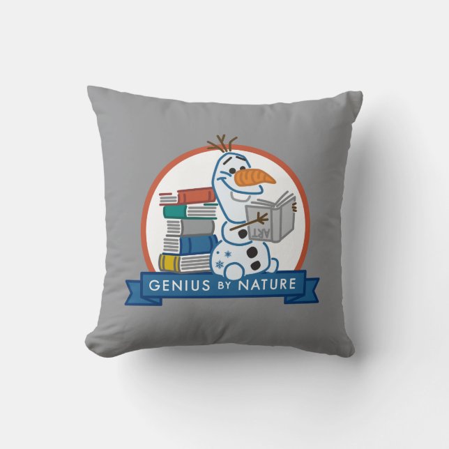 Frozen 2 | Olaf - Genius by Nature Badge Throw Pillow (Front)