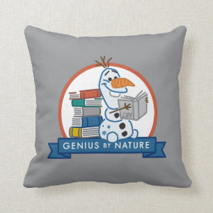 Frozen 2   Olaf - Genius by Nature Badge Throw Pillow