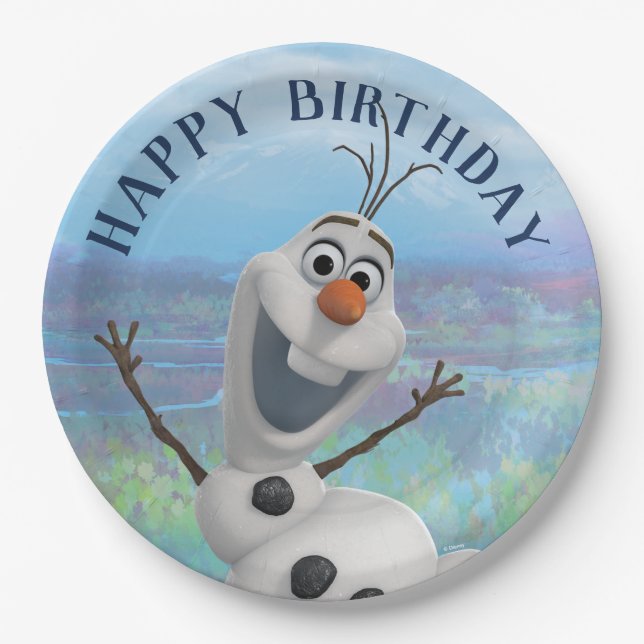 Frozen 2 - Olaf Happy Birthday Paper Plates (Front)