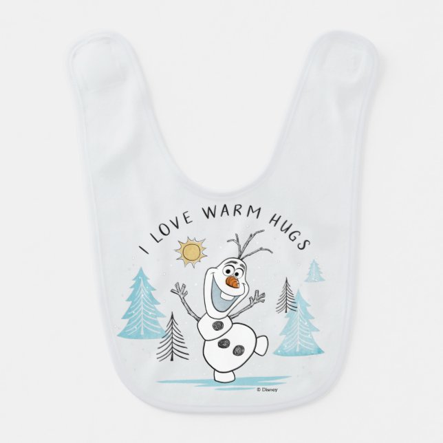 Frozen 2 | Olaf "I Love Warm Hugs" Sketch Baby Bib (Front)