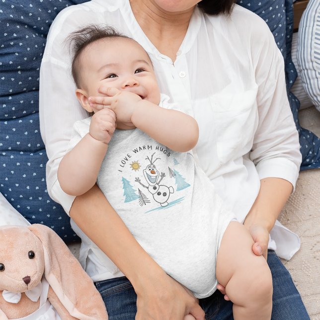 Frozen 2 | Olaf "I Love Warm Hugs" Sketch Baby Bodysuit (Baby wearing bodysuit)