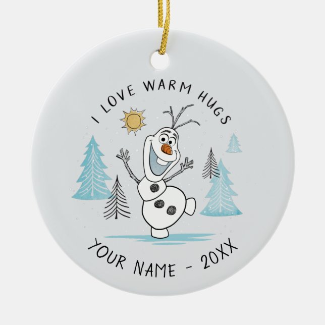 Frozen 2 | Olaf "I Love Warm Hugs" Sketch Ceramic Ornament (Front)