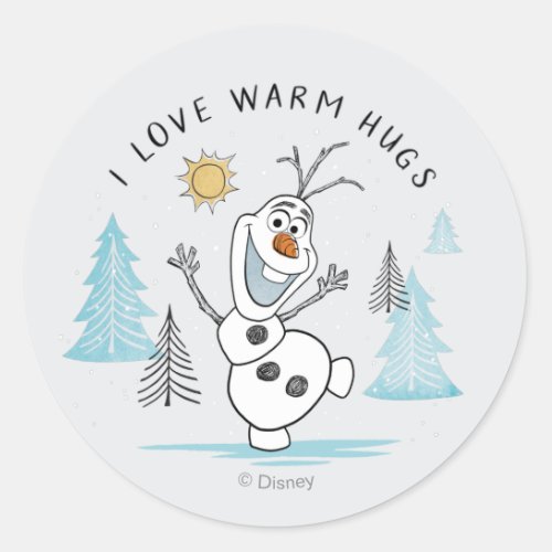 Frozen 2  Olaf I Love Warm Hugs Sketch Classic Round Sticker