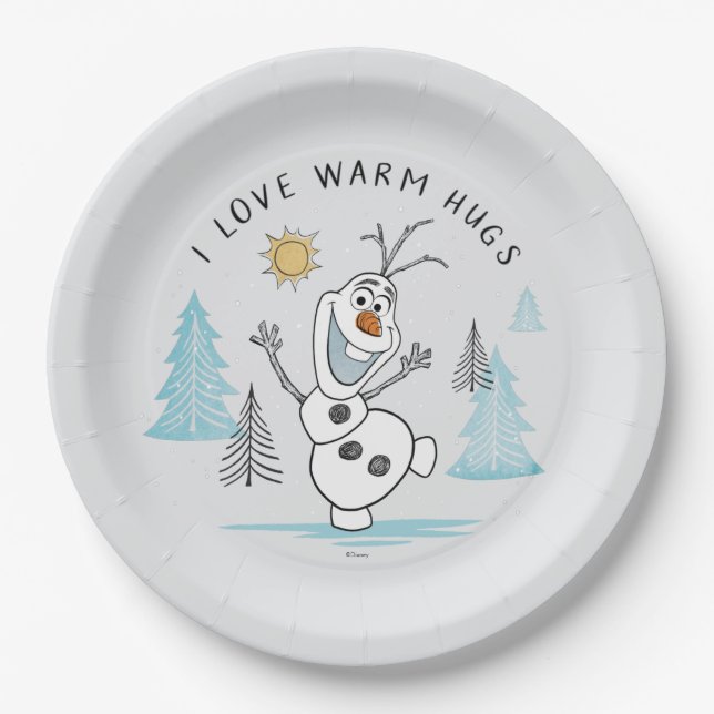 Frozen 2 | Olaf "I Love Warm Hugs" Sketch Paper Plates (Front)