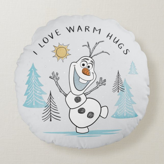 Frozen 2 | Olaf "I Love Warm Hugs" Sketch Round Pillow (Front)