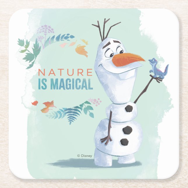 Frozen 2: Olaf | Nature Is Magical Square Paper Coaster (Front)