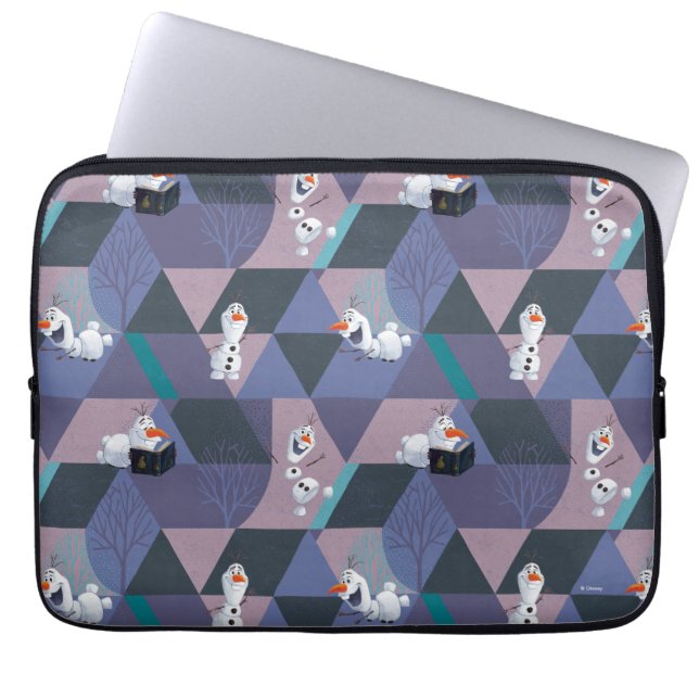 Frozen 2 | Olaf Purple Geometric Pattern Laptop Sleeve (Front)