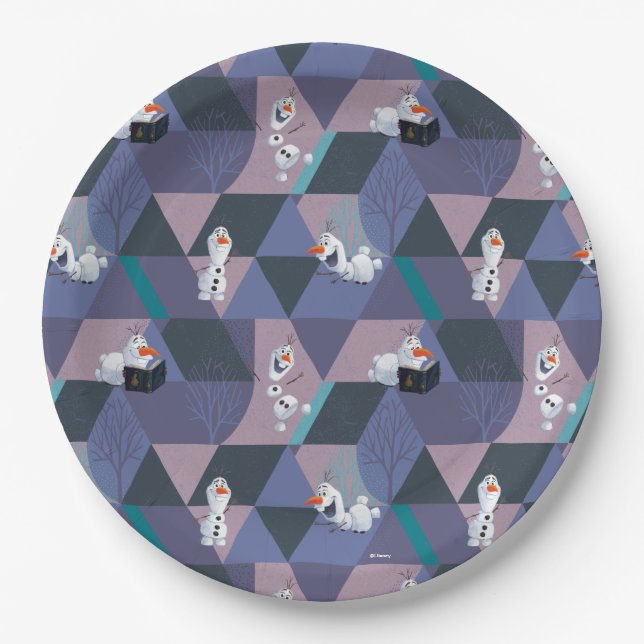 Frozen 2 | Olaf Purple Geometric Pattern Paper Plates (Front)