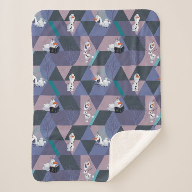 Frozen 2 | Olaf Purple Geometric Pattern Sherpa Blanket (Front)