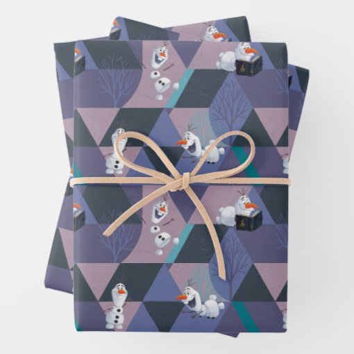 Frozen 2 | Olaf Purple Geometric Pattern Wrapping Paper Sheets | Zazzle