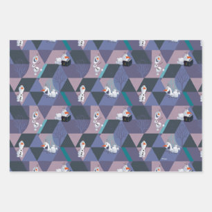 Frozen 2   Olaf Purple Geometric Pattern Wrapping Paper Sheets
