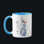 Frozen 2: Olaf With Stylized Name Graphic Mug<br><div class="desc">Frozen 2 | Olaf stands with arms behind his back,  smiling,  with his name written vertically beside him and a patterned accent background.</div>