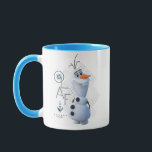 Frozen 2: Olaf With Stylized Name Graphic Mug<br><div class="desc">Frozen 2 | Olaf stands with arms behind his back,  smiling,  with his name written vertically beside him and a patterned accent background.</div>