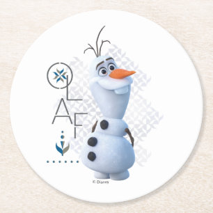Frozen 2: Olaf With Stylized Name Graphic Round Paper Coaster
