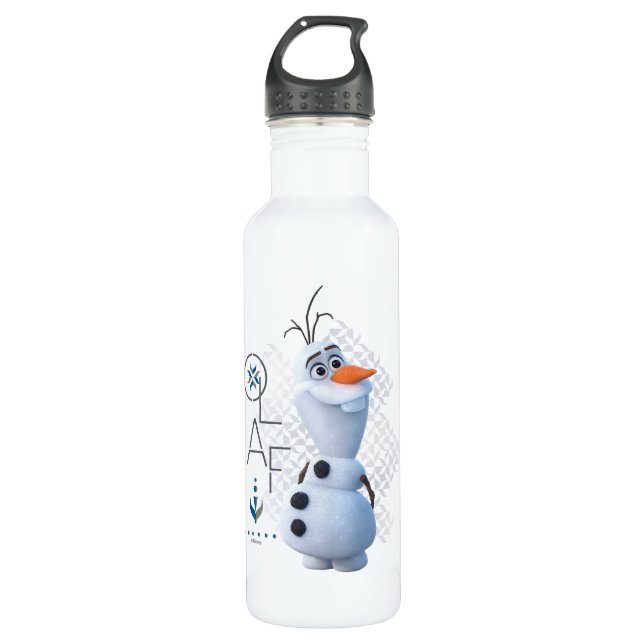 Frozen 2: Olaf With Stylized Name Graphic Stainless Steel Water Bottle (Front)