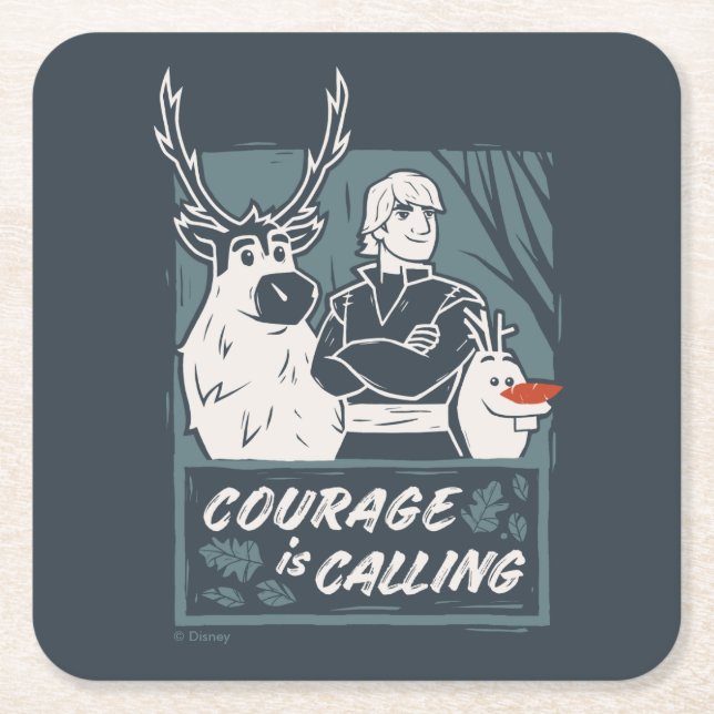 Frozen 2: Sven, Kristoff, & Olaf | Courage Square Paper Coaster (Front)
