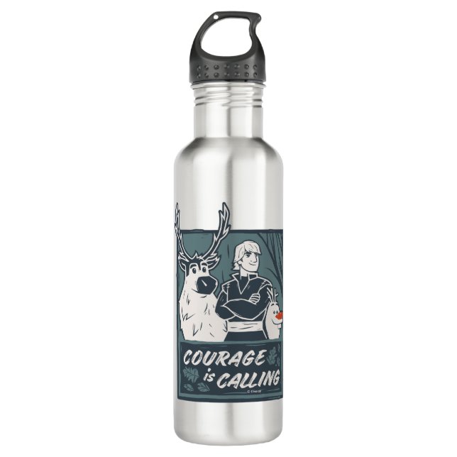 Frozen 2: Sven, Kristoff, & Olaf | Courage Stainless Steel Water Bottle (Front)