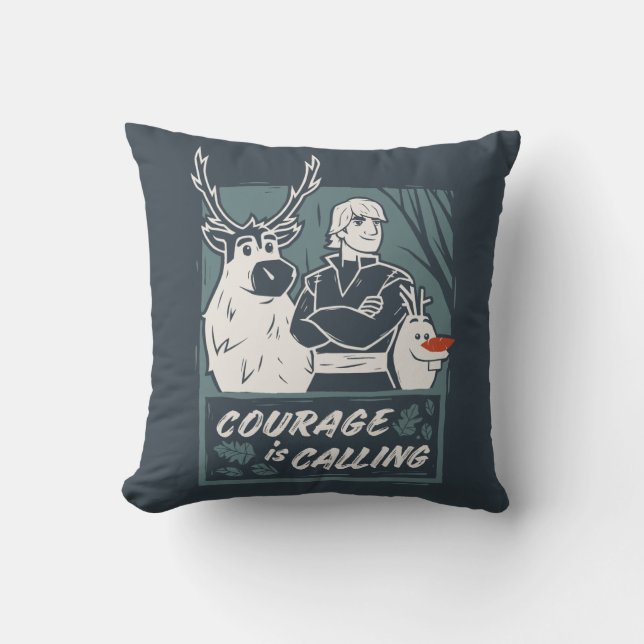 Frozen 2: Sven, Kristoff, & Olaf | Courage Throw Pillow (Front)