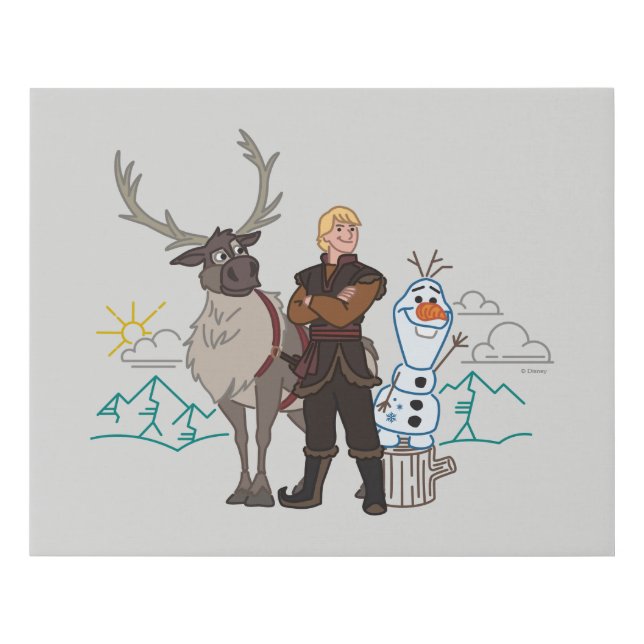 Frozen 2 | Sven, Kristoff & Olaf Faux Canvas Print (Front)