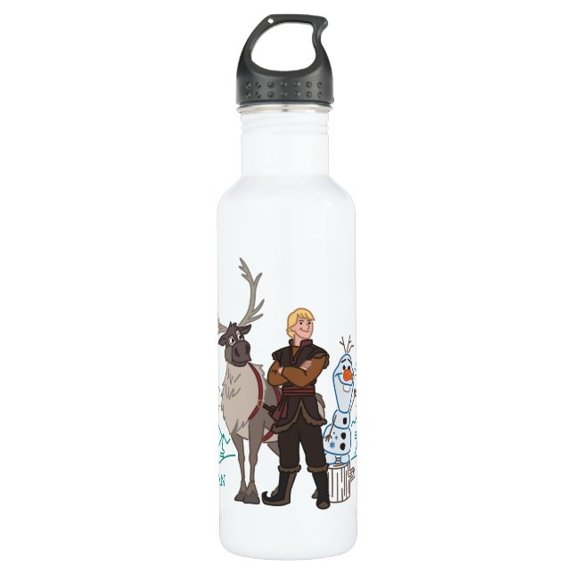 Frozen 2 | Sven, Kristoff & Olaf Stainless Steel Water Bottle (Front)