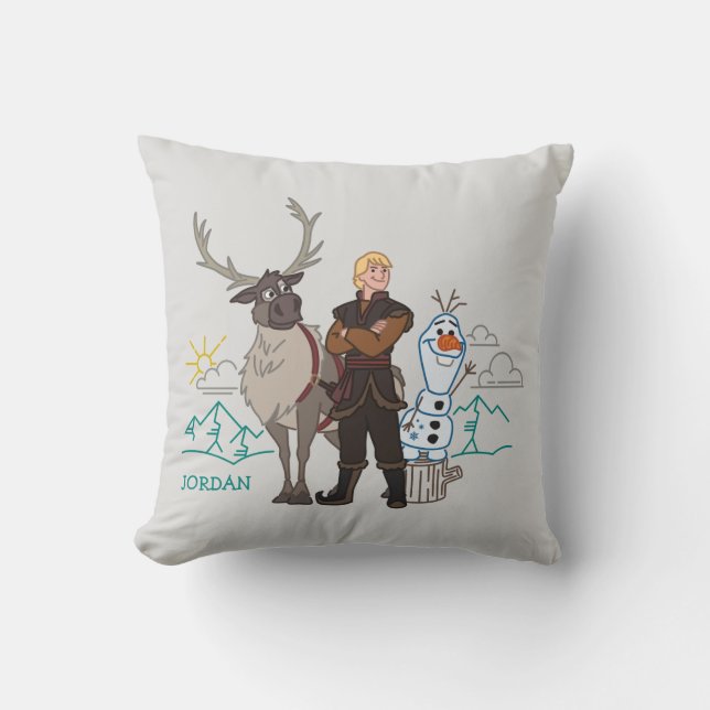 Frozen 2 | Sven, Kristoff & Olaf Throw Pillow (Front)