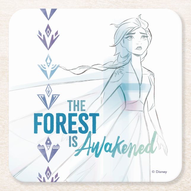 Frozen 2: The Forest Is Awakened Square Paper Coaster (Front)