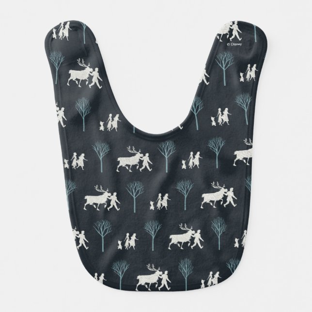 Frozen 2: Walking Through Birch Trees Pattern Baby Bib (Front)