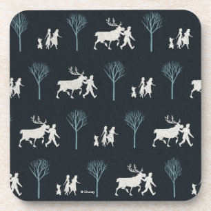 Frozen 2: Walking Through Birch Trees Pattern Beverage Coaster