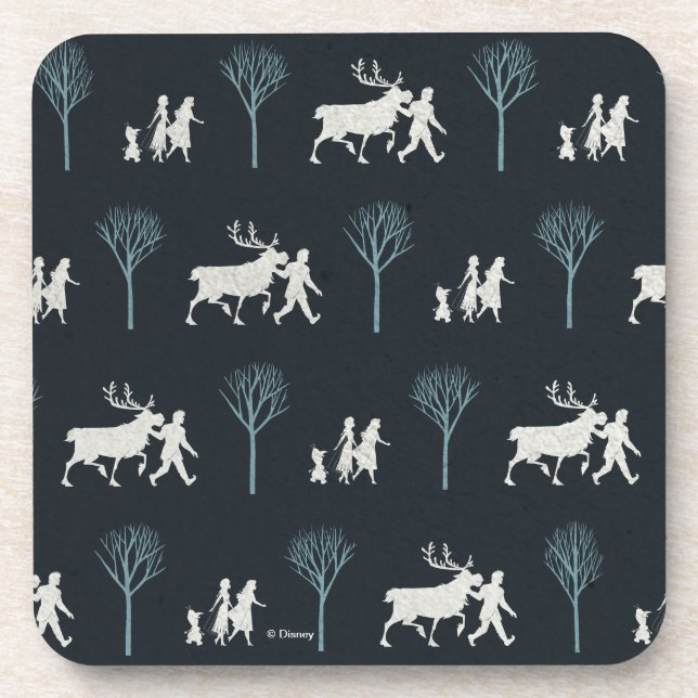 Frozen 2: Walking Through Birch Trees Pattern Beverage Coaster (Front)
