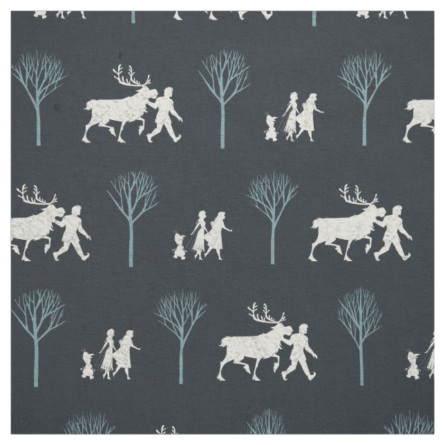 Frozen 2: Walking Through Birch Trees Pattern Fabric (Swatch)